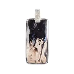 242023220281 Petrified Palm Wood pendant, rectangle (40 x 25mm), 5.1cm, platinum plated | Marco Schreier