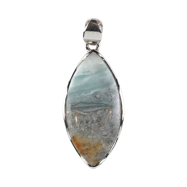 Pacific chalcedony marquise pendant, 4.3 cm, platinum plated | Marco Schreier