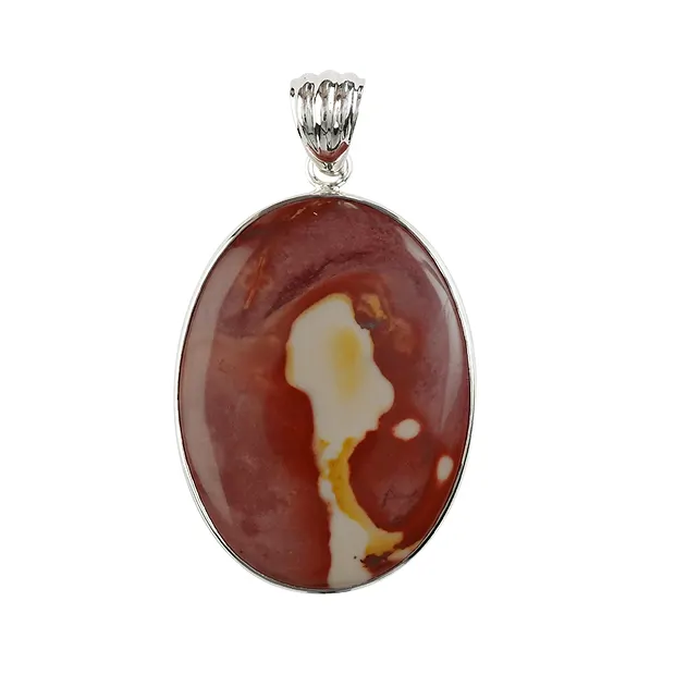 Pendentif Mookaïte, ovale (40 x 30mm), 5,0cm, platiné | Marco Schreier