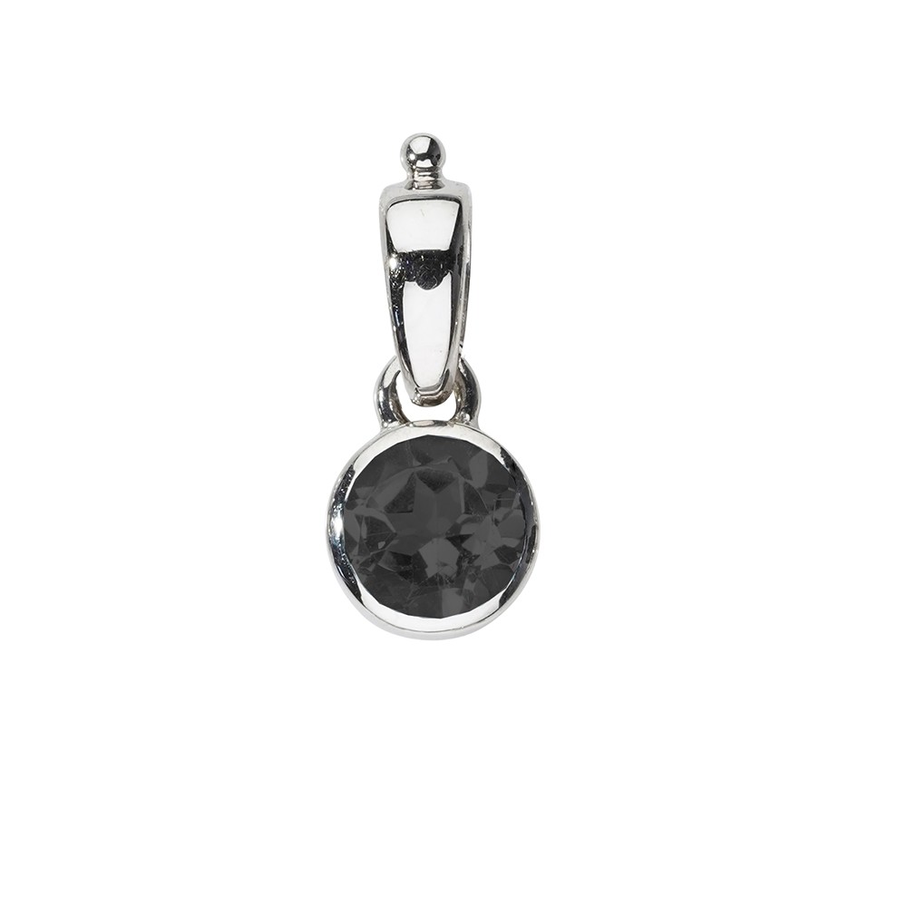 Spinel pendant, round (6mm), 1.8cm, platinum plated | Marco Schreier