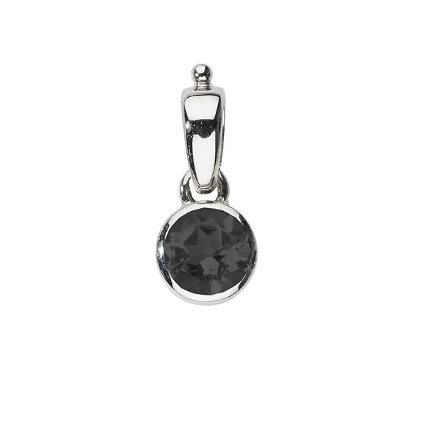 Spinel pendant, round (6mm), 1.8cm, platinum plated | Marco Schreier