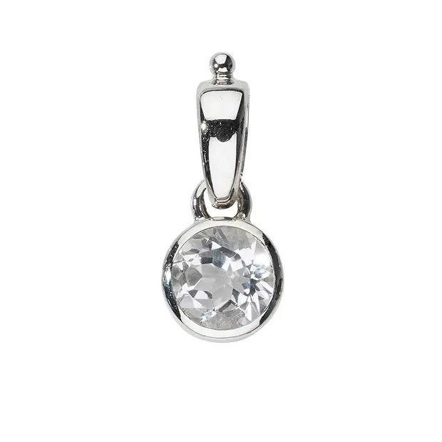 Pendentif Topaze (blanc), rond (6mm), 1,8cm, rhodié | Marco Schreier