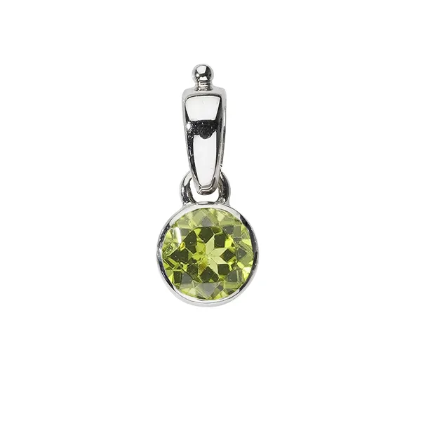 Anhänger Peridot, rund (6mm), 1,8cm, platiniert | Marco Schreier