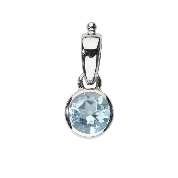 Anhänger Topas (blau), rund (6mm), 1,8cm, rhodiniert | Marco Schreier