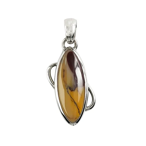 Pendente in Mookaite, Navetta (20 x 15 mm), 3,3 cm, placcato in platino | Marco Schreier