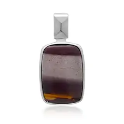 242023220302 Mookaite pendant, rectangle (18 x 13mm), 2.5cm, platinum plated | Marco Schreier