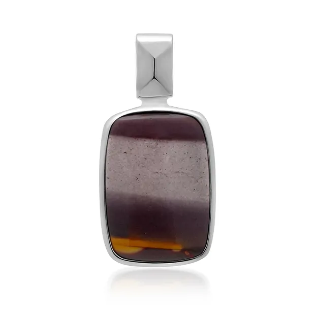 Mookaite pendant, rectangle (18 x 13mm), 2.5cm, platinum plated | Marco Schreier