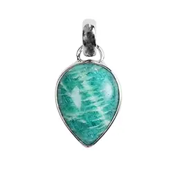 242023220321 Ciondolo in amazzonite, goccia (17 x 13 mm), 2,7 cm, placcato in platino | Marco Schreier