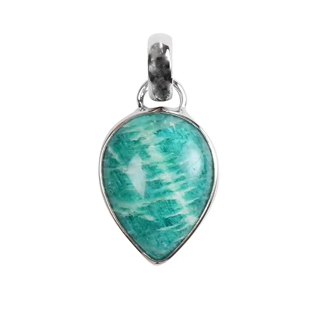 Pendant Amazonite, drop (17 x 13mm), 2.7cm, platinum plated | Marco Schreier