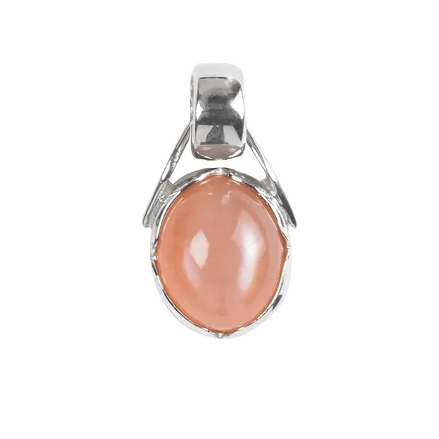 Ciondolo Pietra di luna (arancione), ovale (12x10 mm), 2,3 cm, placcato in platino | Marco Schreier