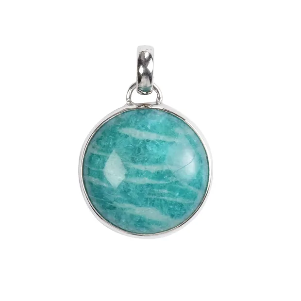 Amazonite Pendant, Round, 3.1 cm, platinum plated | Marco Schreier