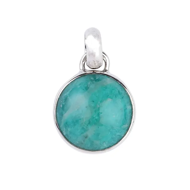 Pendentif Amazonite (foncé) rond (12mm), 2,2cm, platiné | Marco Schreier