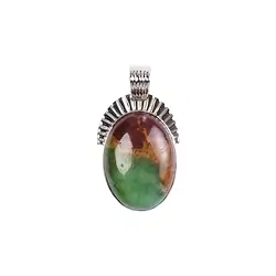 242023220338 Chrysoprase oval pendant (33 x 20mm), 4.5cm, platinum plated | Marco Schreier