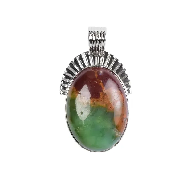 Anhänger Chrysopras, Oval (33 x 20mm), 4,5cm, platiniert | Marco Schreier