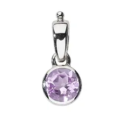242023220347 Amethyst pendant, round (6mm), 1.8cm, platinum plated | Marco Schreier