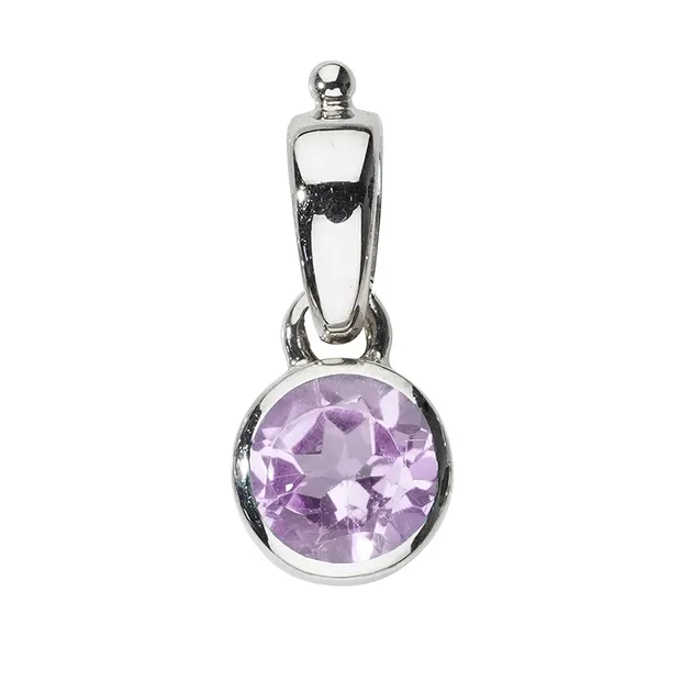 Anhänger Amethyst, rund (6mm), 1,8cm, platiniert | Marco Schreier