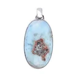 242023220350 Larimar oval pendant (30 x 22mm), 4.4cm, platinum plated | Marco Schreier