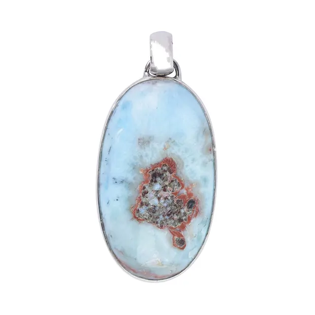 Larimar oval pendant (30 x 22mm), 4.4cm, platinum plated | Marco Schreier