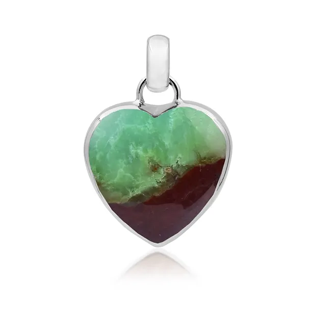 Chrysoprase heart pendant (30 x 30mm), 4.0cm, platinum plated | Marco Schreier