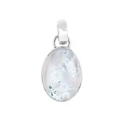 242023220357 Moss Agate oval pendant (17 x 11mm), 2.7cm, platinum plated | Marco Schreier