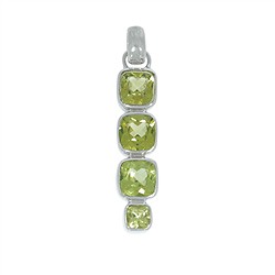 242023220359 Peridote Cushion pendant (squares), 3.5 cm, platinum plated | Marco Schreier