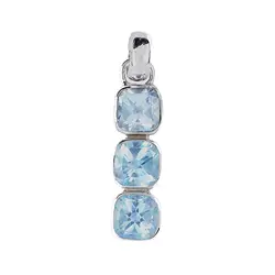 242023220360 Topaz (blue) Cushion pendant (6 x 6mm), 2.9cm, platinum plated | Marco Schreier