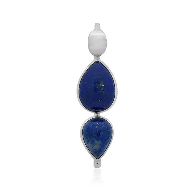 Lapis Lazuli pendant, drop (17mm, 14mm), 5.0cm, platinum plated | Marco Schreier