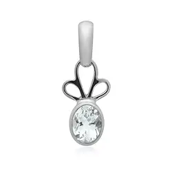 242023220367 Topaz (white) faceted oval pendant (8 x 6mm), 2.6cm, platinum plated | Marco Schreier