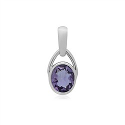 242023220368 Anhänger Amethyst, Oval (10 x 8mm), 2,3cm, platiniert | Marco Schreier