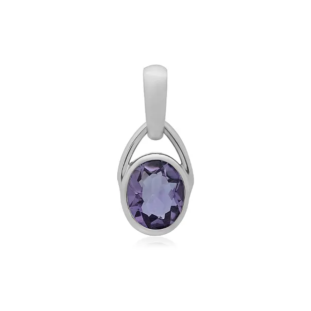 Pendentif améthyste, ovale (10 x 8mm), 2,3cm, platiné | Marco Schreier