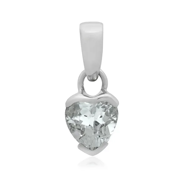 Pendentif Topaze (blanche) coeur (7 x 7mm), 1,6cm, rhodié | Marco Schreier