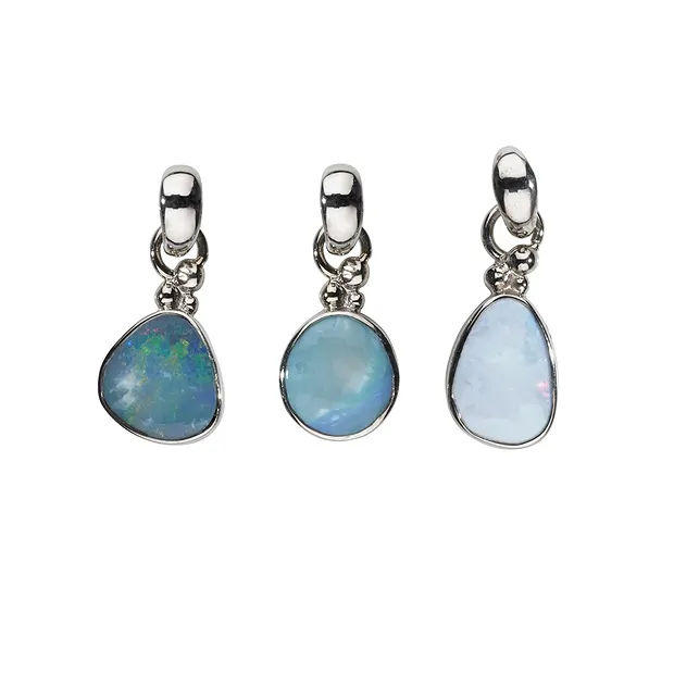 Opal doublet pendant, 2.5 cm, platinum plated, ball decoration | Marco Schreier