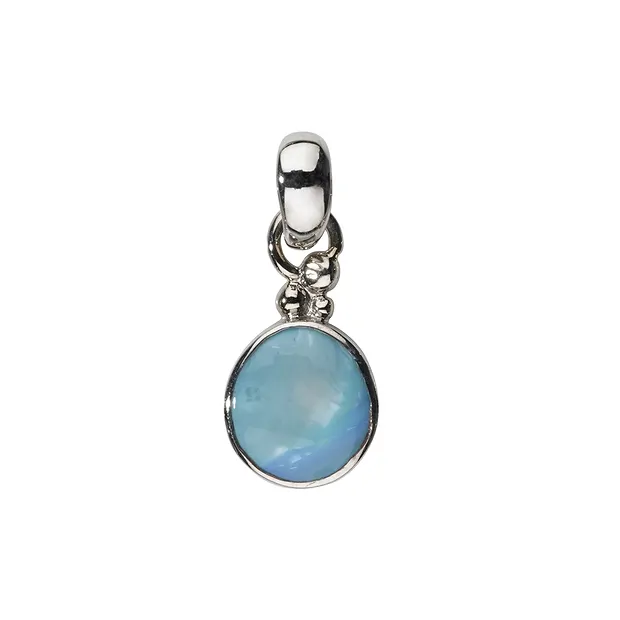 Opal doublet pendant, 2.5 cm, platinum plated, ball decoration | Marco Schreier