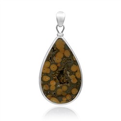 242023220395 Ocean Jasper drop pendant (40 x 25mm), 5.3cm, platinum plated | Marco Schreier