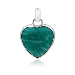 242023220422 Pendentif Amazonite, coeur (18 x 17mm), 2,6cm, platiné | Marco Schreier