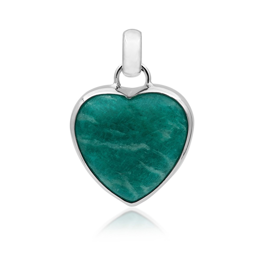 Pendentif Amazonite, coeur (18 x 17mm), 2,6cm, platiné | Marco Schreier