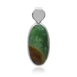 242023220427 Anhänger Chrysopras oval (30 x 15mm), 4,1cm, platiniert | Marco Schreier