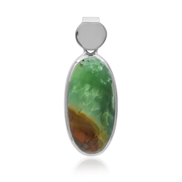 Chrysoprase pendant, oval (30 x 15mm), 4.1cm, platinum plated | Marco Schreier