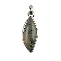 242023220440 Anhänger Moosachat, Marquise (30 x 12mm), 4,0cm, platiniert | Marco Schreier