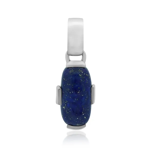 Lapis Lazuli rectangle pendant (15 x 8mm), 2.8cm, platinum plated | Marco Schreier