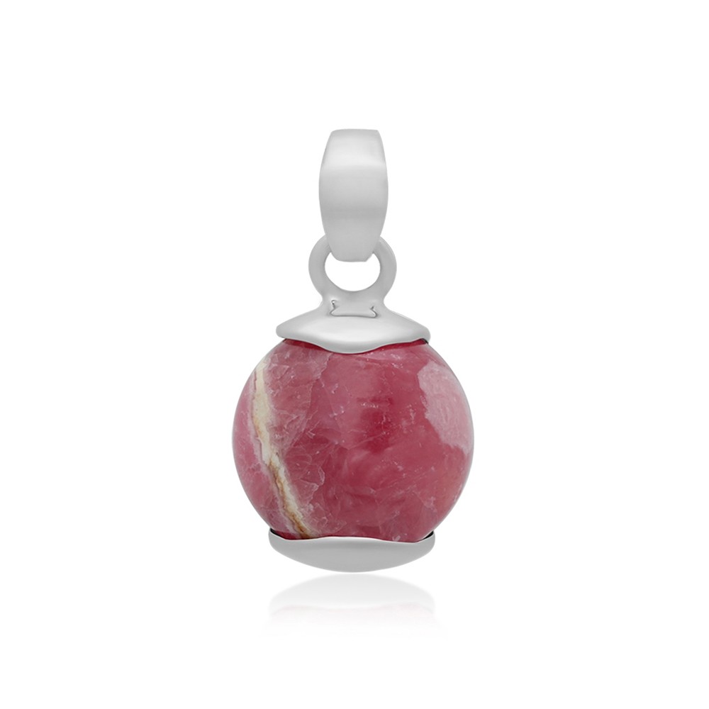 Colgante de Rodocrosita, redondo (15 mm), 2,3 cm, platinado | Marco Schreier