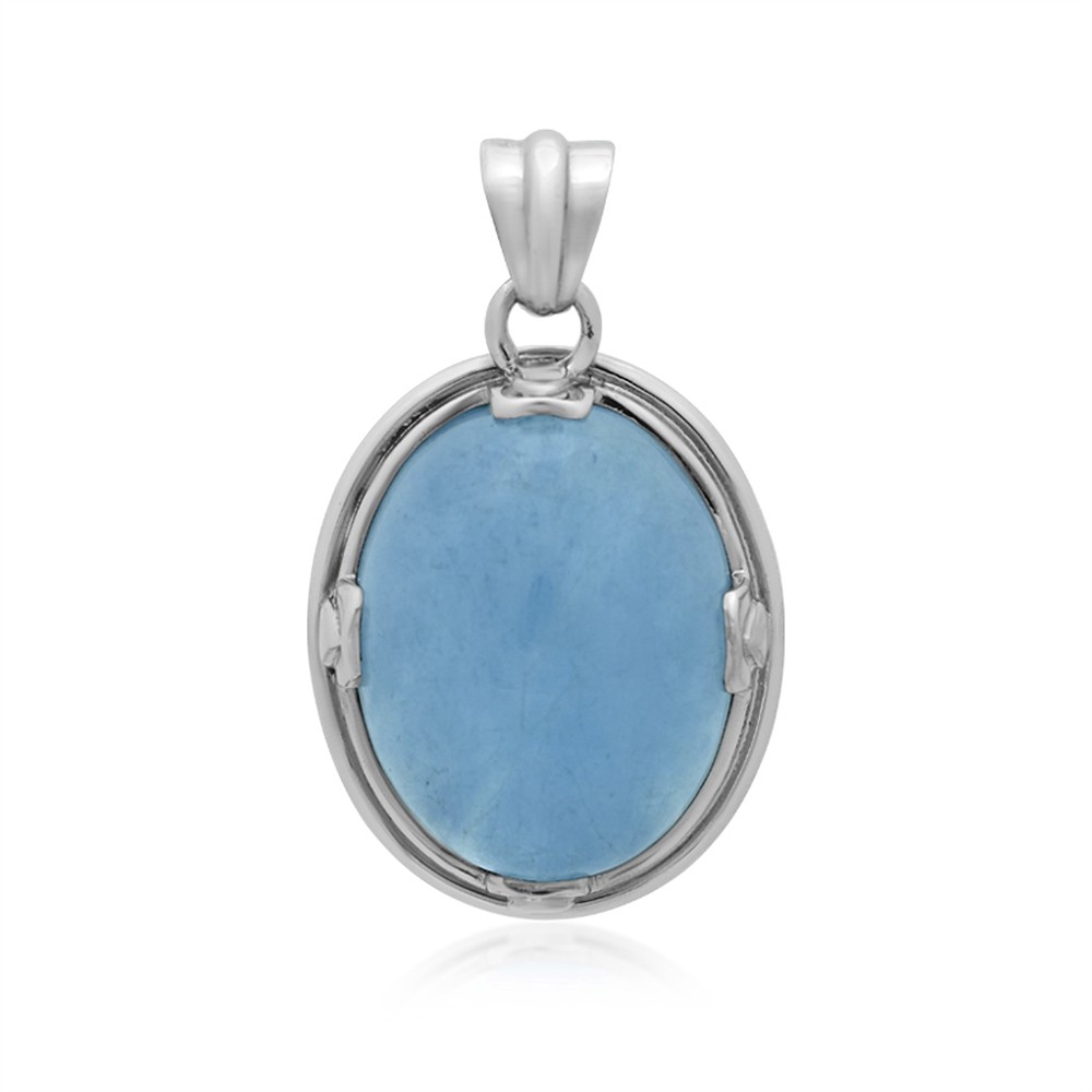 Aquamarine oval pendant (28 x 18mm), 3.7cm, platinum plated | Marco Schreier
