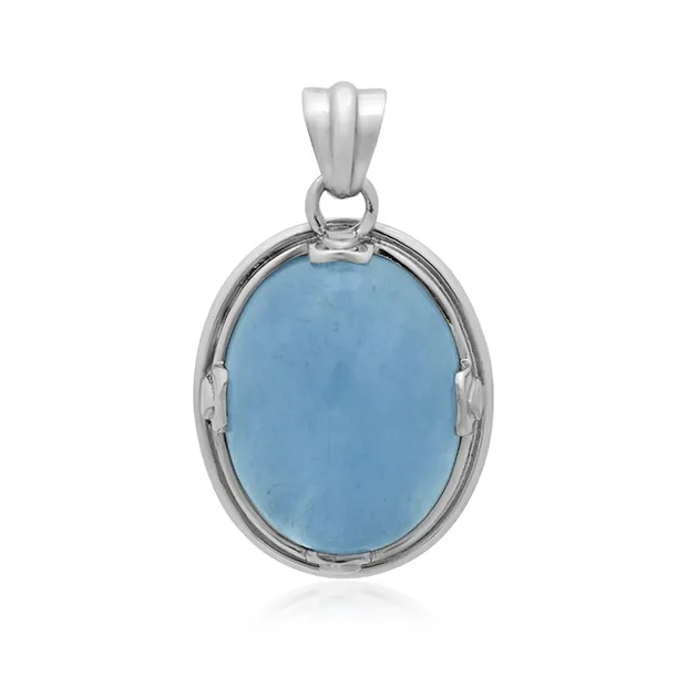 Anhänger Aquamarin Oval (28 x 18mm), 3,7cm, platiniert | Marco Schreier