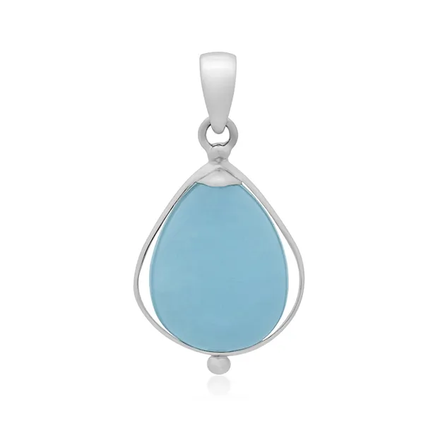 Pendente a goccia in Acquamarina (24 x 18 mm), 4,2 cm, placcato in platino | Marco Schreier