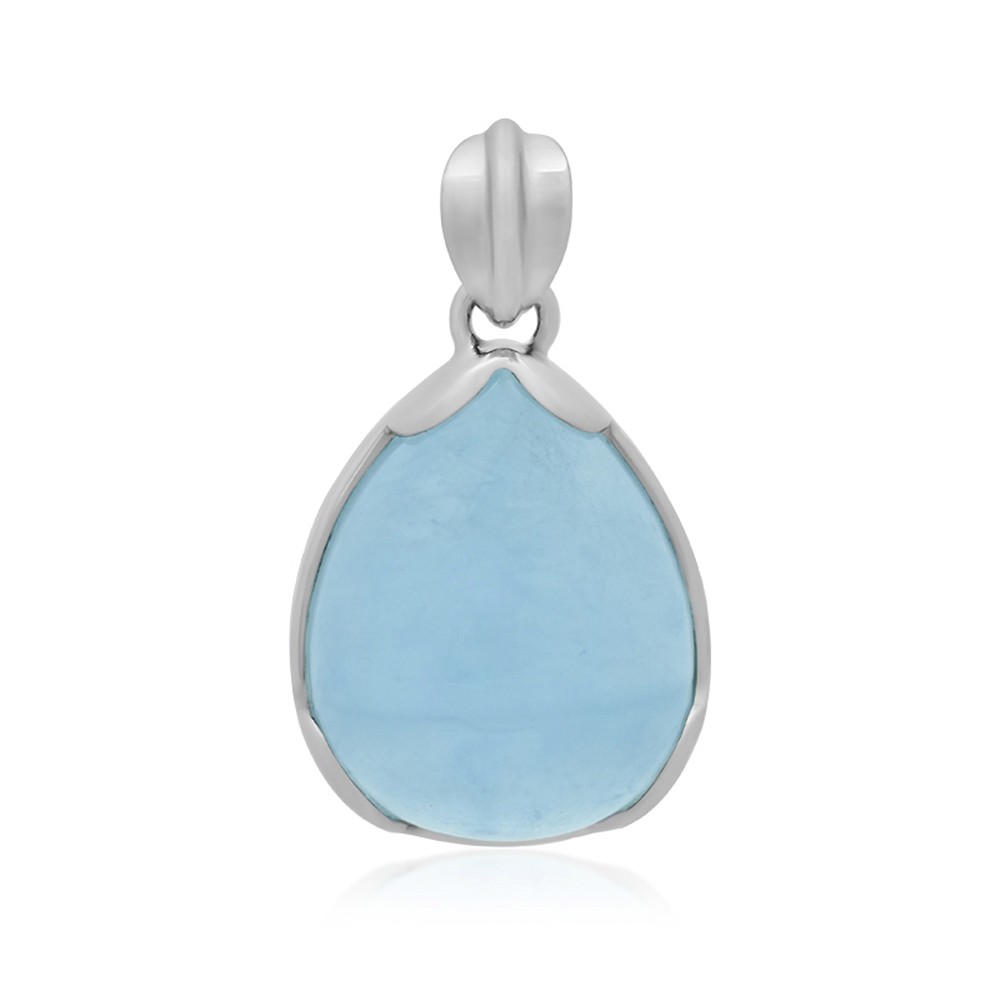 Aquamarine drop pendant (24 x 18xmm), 3.4cm, platinum plated | Marco Schreier