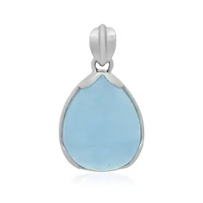 Pendentif Aigue-marine goutte (24 x 18xmm), 3,4cm, platiné | Marco Schreier
