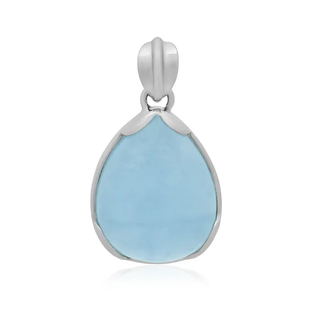 Anhänger Aquamarine Tropfen (24 x 18xmm), 3,4cm, platiniert | Marco Schreier