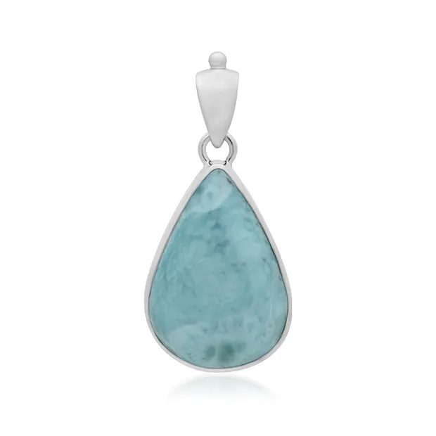 Anhänger Larimar, Tropfen (24 x 15 mm),3,7cm, platiniert | Marco Schreier