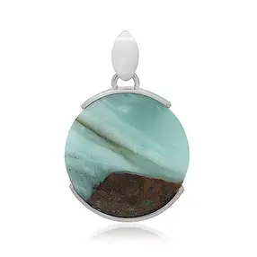 Pendentif Calcédoine du Pacifique, rond (25mm), 3,7cm, platiné | Marco Schreier