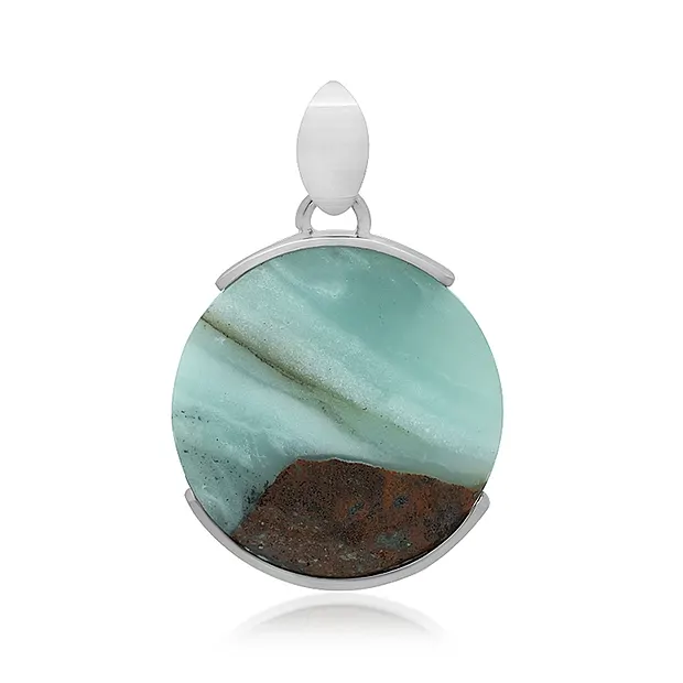 Anhänger Pazifik-Chalcedon rund (25mm), 3,7cm, platiniert | Marco Schreier
